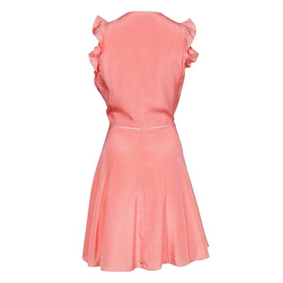 Rebecca Taylor Flutter Ruffle A-Line 100% Silk Dress Peach Pink  217032D357 sz4 - Picture 5 of 10